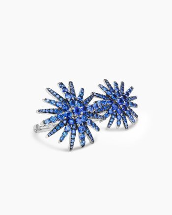 Starburst Two Finger Ring|White Gold with Sapphires
