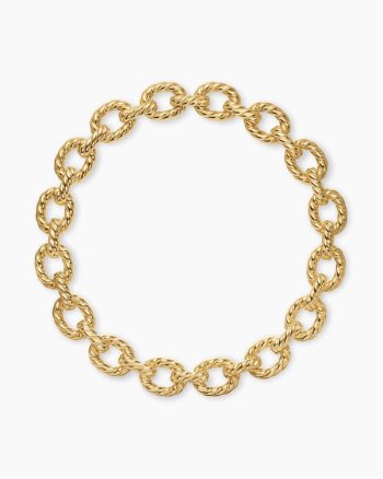 Sculpted Cable Oval Link Necklace|18K Yellow Gold, 18mm