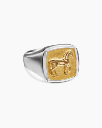 Petrvs® Horse Pinky Ring|Sterling Silver with 18K Yellow Gold, 14.8mm