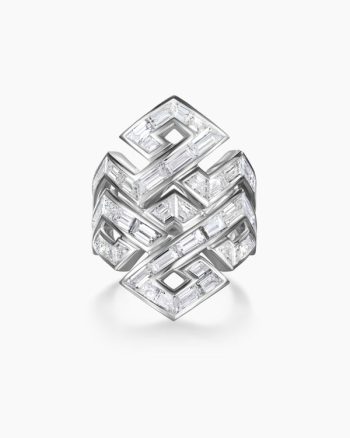 Stax Zig Zag Baguette Ring|White Gold with Diamonds