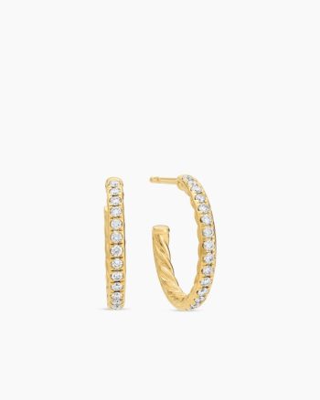 Pavé Hoop Earrings|18K Yellow Gold with Diamonds, 19mm