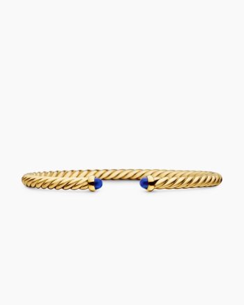Cablespira® Flex Bracelet|18K Yellow Gold with Blue Sapphires, 4mm