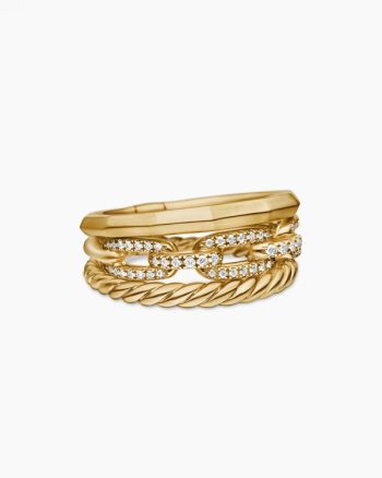 Stax Three Row Ring|18K Yellow Gold with Diamonds, 9.5mm