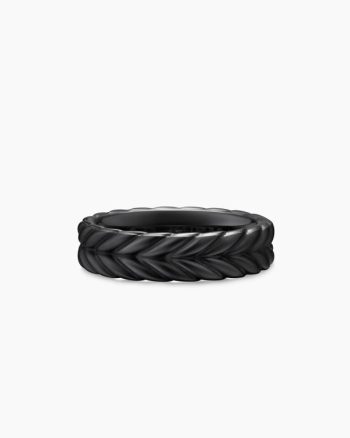 Chevron Band Ring|Black Titanium, 6.2mm
