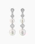 DY Lumina Pearl Pavé Link Earrings|White Gold with Diamonds