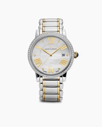 Classic Quartz Watch|Stainless Steel with 18K Yellow Gold and Diamond Bezel, 38mm