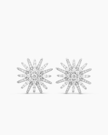 Starburst Stud Earrings|18K White Gold with Diamonds, 19mm