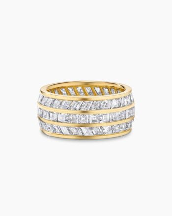 Men's Deco Stone Band Ring|Yellow Gold with Diamonds