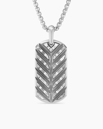 Chevron Tag|Platinum with Diamond Baguettes, 35mm