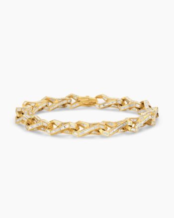Men's Faceted Chain Link Bracelet|Yellow Gold with Diamonds