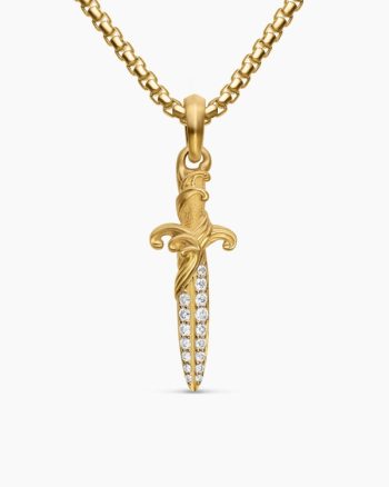 Waves Dagger Amulet|18K Yellow Gold with Diamonds, 31mm