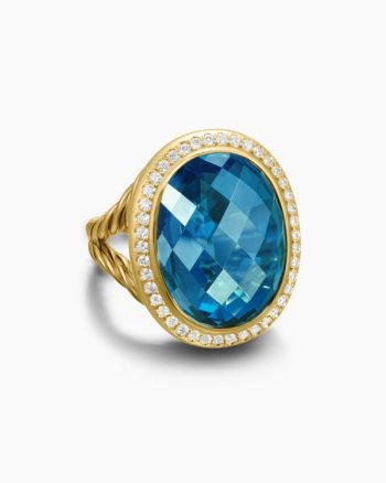 Albion® Oval Ring|18K Yellow Gold with Hampton Blue Topaz and Diamonds, 21mm