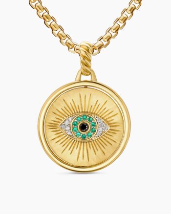 Protection and Health Duality Pendant|18K Yellow Gold with Dark Green Enamel, Emeralds and Diamonds, 22.3mm