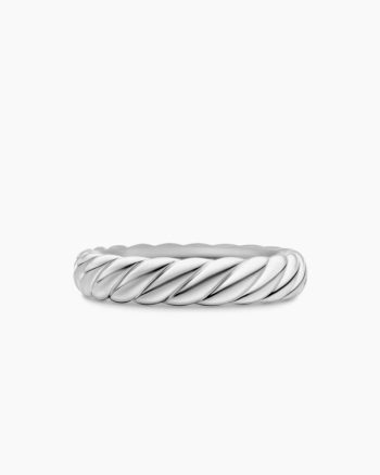 Sculpted Cable Band Ring|18K White Gold, 4.6mm