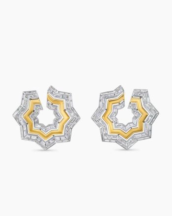 Stax Zig Zag Baguette Earrings|Gold with Diamonds