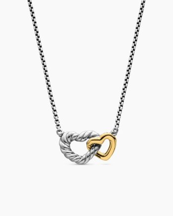 Cable Collectibles® Interlocking Heart Necklace|Sterling Silver with 18K Yellow Gold, 16.4mm