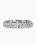 Men's Angular Curb Chain Bracelet|Platinum with Diamonds