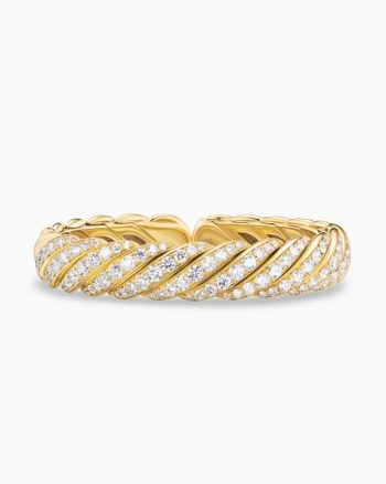 Sculpted Cable Flex Bracelet|18K Yellow Gold with Diamonds, 11mm