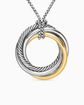 Crossover Pendant Necklace|Sterling Silver with 14K Yellow Gold, 37mm