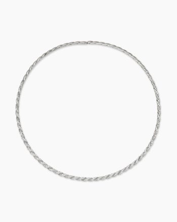Sculpted Cable Flex Necklace|18K White Gold with Diamonds, 3.7mm