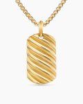 Sculpted Cable Tag|18K Yellow Gold, 35mm