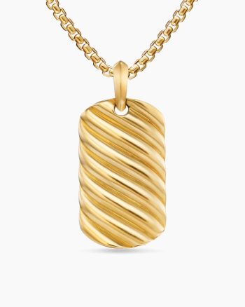 Sculpted Cable Tag|18K Yellow Gold, 35mm