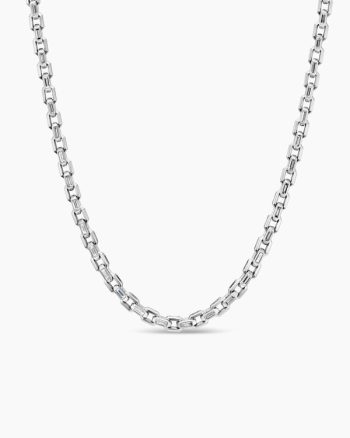 Men's Deco Chain Link Necklace|Platinum with Diamonds