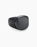Chevron Signet Ring|Black Titanium, 18mm