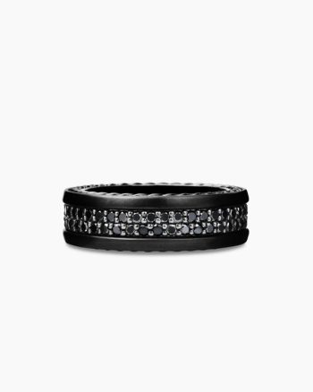 Streamline® Two Row Band Ring|Black Titanium with Black Diamonds, 6.5mm