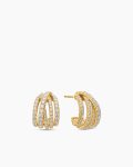 Pavé Crossover Shrimp Earrings|18K Yellow Gold with Diamonds, 15.8mm