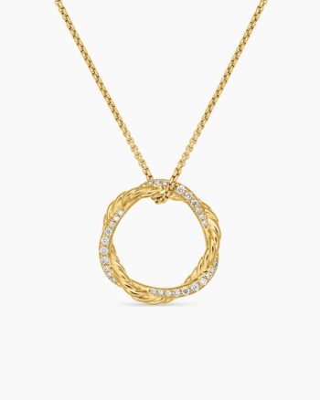 Petite Infinity Pendant Necklace|18K Yellow Gold with Diamonds, 18mm