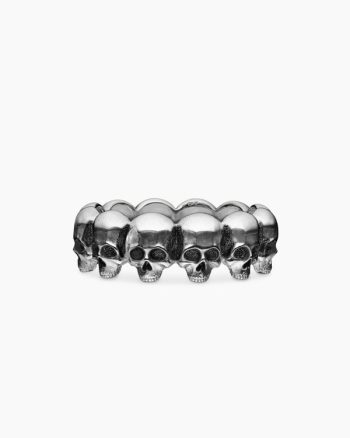 Memento Mori Skull Band Ring|Sterling Silver, 8.5mm