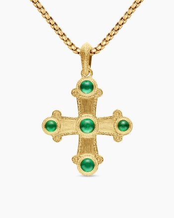 Shipwreck Cross Amulet|18K Yellow Gold with Emeralds, 33mm