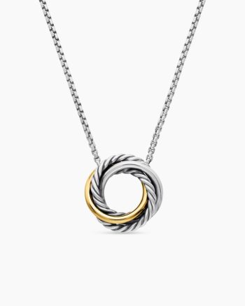 Crossover Pendant Necklace|Sterling Silver with 18K Yellow Gold, 14.5mm