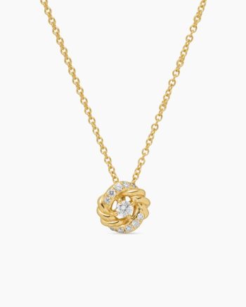 Petite Infinity Pendant Necklace|18K Yellow Gold with Diamonds, 8mm