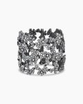 Petals Wide Bracelet|White Gold with Rhodiated Black and Diamonds