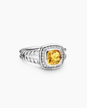 Petite Albion® Ring|Sterling Silver with Citrine and Diamonds, 7mm