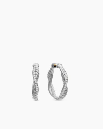 Petite Infinity Hoop Earrings|Sterling Silver with Diamonds, 17.3mm