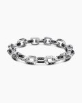Faceted Chain Bracelet|Sterling Silver with Black Diamonds, 9.5mm