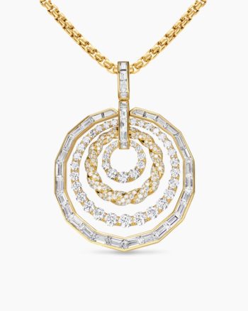 Stax Baguette and Round Dangle Pendant|Yellow Gold with Diamonds