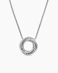 Crossover Pendant Necklace|Sterling Silver with Diamonds, 14.5mm