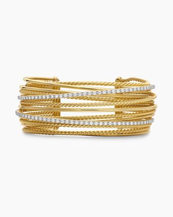 Crossover Cuff Bracelet|18K Yellow Gold with Diamonds, 27.5mm