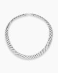 Sculpted Cable Flex Necklace|18K White Gold with Diamonds, 9.5mm