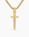 Petrvs® Dagger Amulet|18K Yellow Gold with Diamonds, 32mm