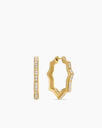 Zig Zag Stax™ Hoop Earrings|18K Yellow Gold with Diamonds, 22.8mm