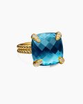 Chatelaine® Ring|18K Yellow Gold with Hampton Blue Topaz and Diamonds, 14mm