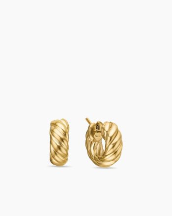 Sculpted Cable Hoop Earrings|18K Yellow Gold, 14.4mm