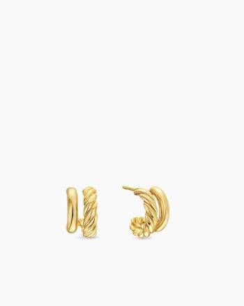 DY Mercer® Double Hoop Huggie Earrings|18K Yellow Gold, 13.5mm