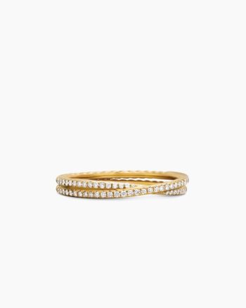 DY Crossover® Micro Pavé Band Ring|18K Yellow Gold with Pavé Diamonds, 3.14mm