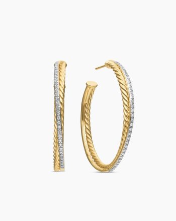 Crossover Hoop Earrings|18K Yellow Gold with Diamonds, 44mm